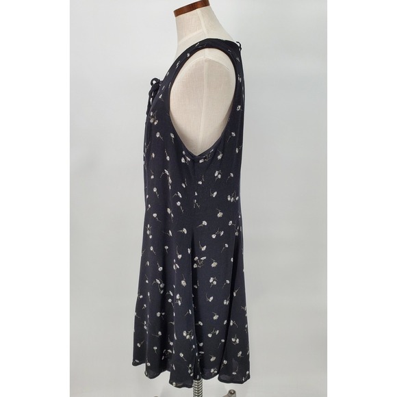 Torrid Womens 1=16 Black Daisy Print Lace Up Trapeze Dress Mini Floral Lined - Picture 2 of 6